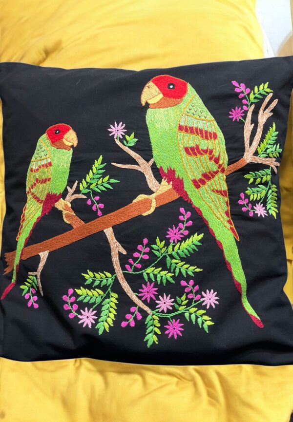 Parrot cushion cover-Black