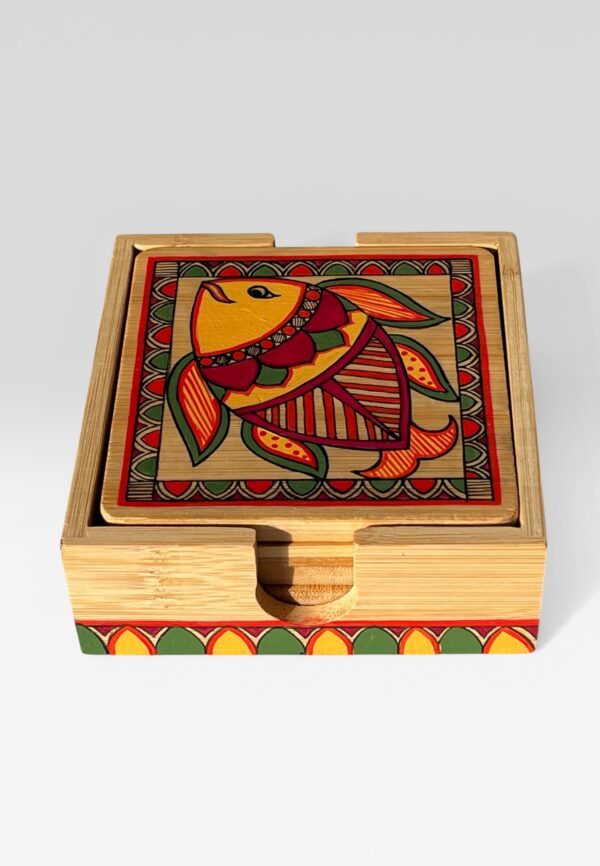 Coaster set in Mithila art motif