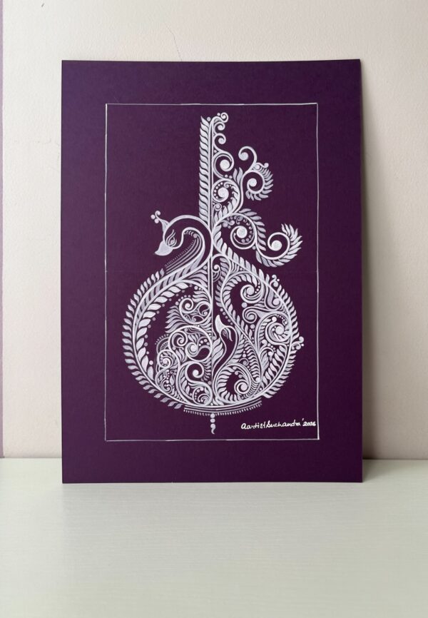 Elegant peacock in Alpona style