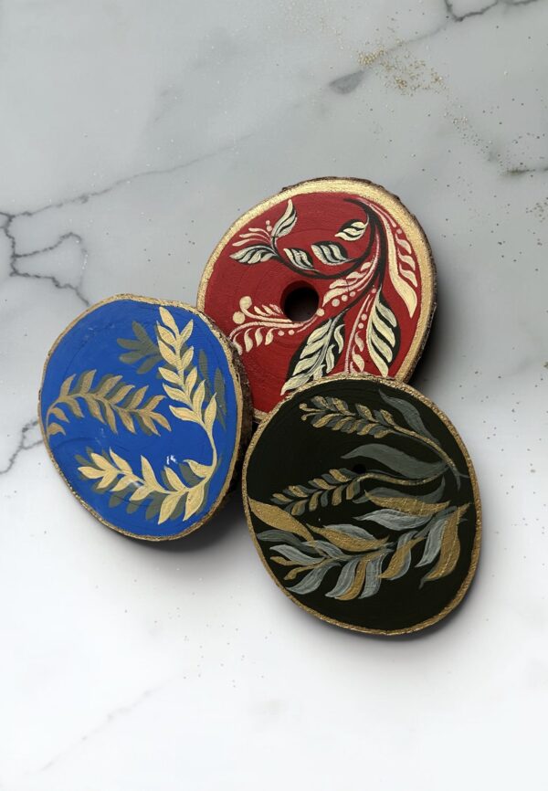 Hand painted wooden coasters-set of 3
